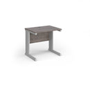 Dams Vivo 600mm deep straight desk in grey oak finish, showcasing a modern office workspace with clean lines and spacious surface