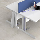 White leg cover for Vivo 800mm Deep Straight Desk by Dams, shown on a Kendal Oak finish desk.
