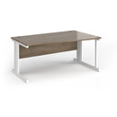 Dams Vivo Wave Desk in Nebraska Oak with curved wooden surface and modern design, shown from front view.