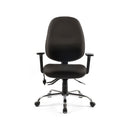 Black Dams Vantage Ergo Task Chair with adjustable armrests and ergonomic design, shown from the front.