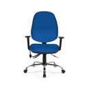 Blue Dams Vantage Ergo Task Chair with adjustable armrests and ergonomic design, shown from the front.