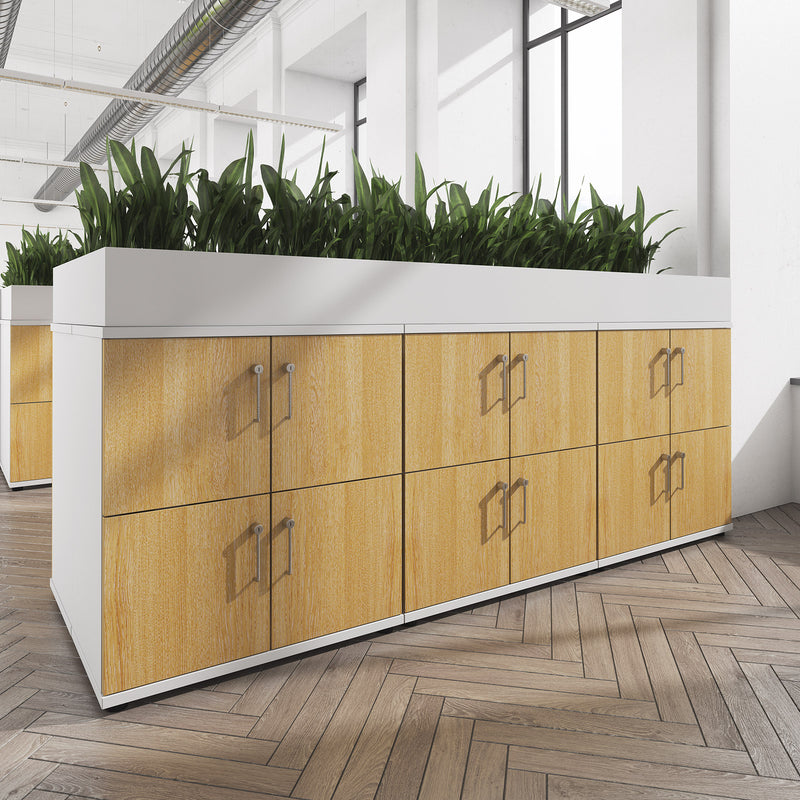 Wooden Storage Locker - White With Grey Oak Doors