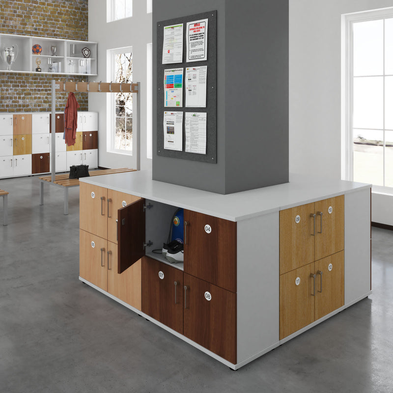 Wooden Storage Locker - White With Grey Oak Doors