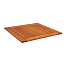 Square Insignia Robina wood table top by ZAP, showcasing a smooth, polished wooden surface with natural grain details.