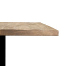 Rustic solid oak table top in extra white finish by ZAP, showing a side view of the textured, natural wood surface.