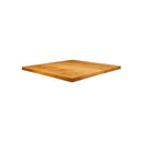 Rustic solid oak table top by ZAP with natural finish, showing the textured wood surface and square shape, 70x70 cm.
