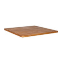 Square Hardy slatted table top by ZAP, showing wooden slats and smooth finish for outdoor or patio furniture setup.