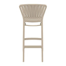 Taupe Portofino 75 ZAP bar stool with backrest, showcasing sleek modern design and comfortable seating.