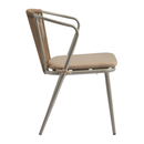ZAP Kendal armchair in taupe fabric with plush cushioning and wooden legs, shown from side view.
