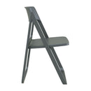Dark grey ZAP Dream folding side chair viewed from the side, showcasing its compact, lightweight design and modern style.