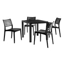 Black Ares dining set by ZAP featuring a table and matching chairs for modern kitchen or dining room decor