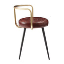 Claret red leather Aulenti low cocktail stool by ZAP, featuring a sleek modern design and cushioned seating.