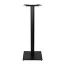 Black fluted small square bar height table base by ZAP, showcasing the sturdy, modern design with side view.