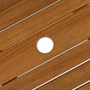 Close-up of the ZAP Hardy round dining table showing its wooden surface and detailed craftsmanship.
