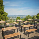 ZAP Ice Low Bench Dining Set with square table and matching benches, modern outdoor furniture in a contemporary design.