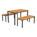 ZAP Ice Low Bench Dining Set with a modern glass-top table and matching low benches for outdoor or casual dining spaces