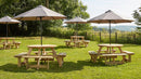 ZAP King Picnic Bench 8 Seater with round wooden top and sturdy legs, ideal for outdoor gatherings and family picnics.