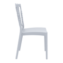 ZAP Napoleon stacking side chair with silver-grey upholstered seat and back, modern design, and metal frame.