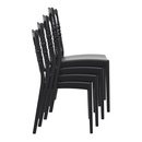 ZAP Napoleon stacking side chair with wooden seat and metal frame, shown in a side view with a modern, minimalist design.