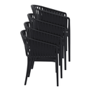 ZAP Portofino stacking armchair with a modern design, featuring a sleek frame and comfortable seat in a stylish outdoor setting.