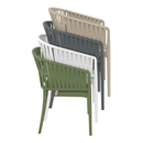 ZAP Portofino stacking armchair with a sleek, modern design, featuring a curved backrest and sturdy legs for versatile seating.