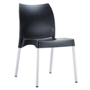 Black Vita side chair by ZAP featuring a modern design with a sleek, comfortable plastic seat and metal legs.