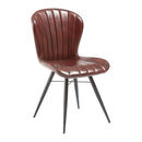 Deep red genuine leather Lars side chair by ZAP with sleek modern design and sturdy metal legs.