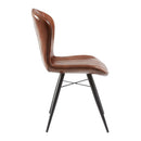 ZAP Lars side chair with rich brown genuine leather upholstery and sleek modern design, showcasing comfortable seating and stylish legs.
