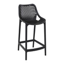 Black ZAP Air 65 Bar Stool with sleek modern design and metal legs, ideal for kitchen or bar area.