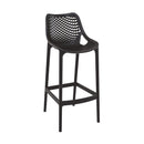 Black ZAP Air 75 Bar Stool with sleek modern design and metal legs, ideal for home or commercial bar settings.
