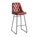 Vintage red leather Harland bar stool by ZAP featuring a sleek, modern design with a sturdy metal base and comfortable seat.