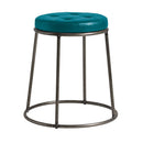 ZAP Max 45 Low Stool with clear lacquered frame and vintage teal faux leather seat pad, modern and stylish seating option