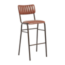 Vintage tan Tavo stacking bar stool by ZAP with a sleek wooden seat and metal frame, designed for modern kitchen or bar area.