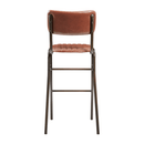 Vintage tan Tavo stacking bar stool by ZAP with a sleek backrest, suitable for modern kitchen or bar area.
