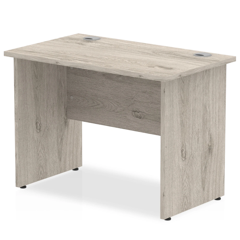 Impulse 600mm Deep Straight Desk With Panel Leg - Grey Oak - NWOF