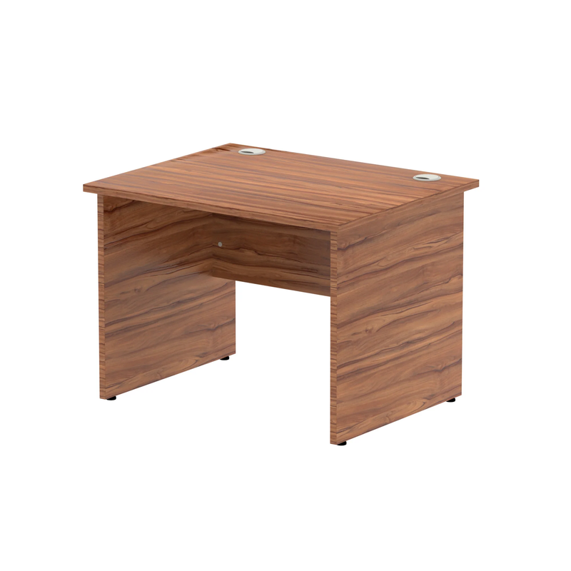 Impulse 800mm Deep Straight Desk With Panel Leg - Walnut - NWOF