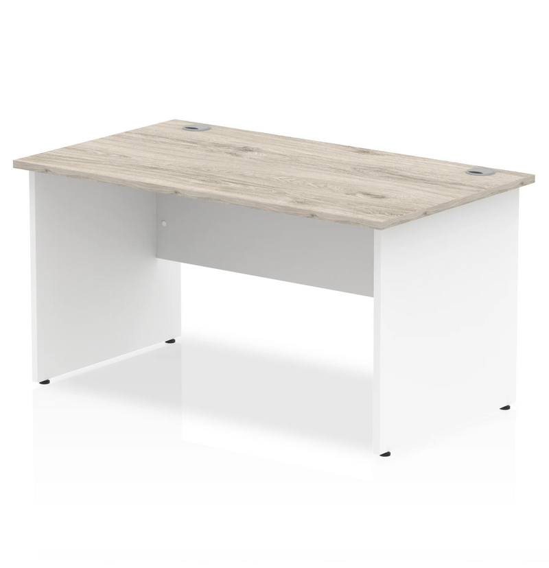 Impulse 800mm Deep Straight Desk With Panel Leg - Grey Oak - NWOF