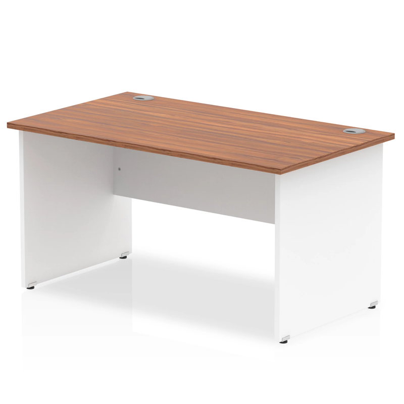 Impulse 800mm Deep Straight Desk With Panel Leg - Walnut - NWOF