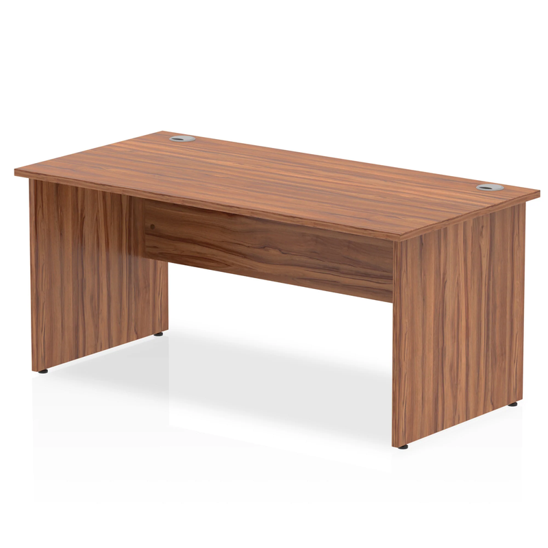 Impulse 800mm Deep Straight Desk With Panel Leg - Walnut - NWOF