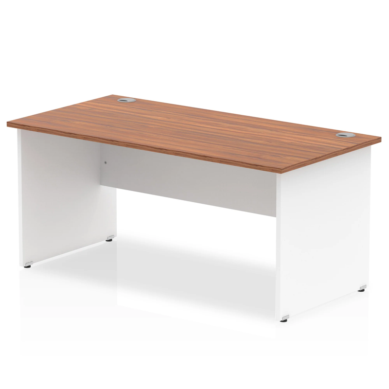 Impulse 800mm Deep Straight Desk With Panel Leg - Walnut - NWOF