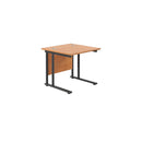 TC Office Twin Upright 800mm Deep Rectangular Desk - Beech - NWOF