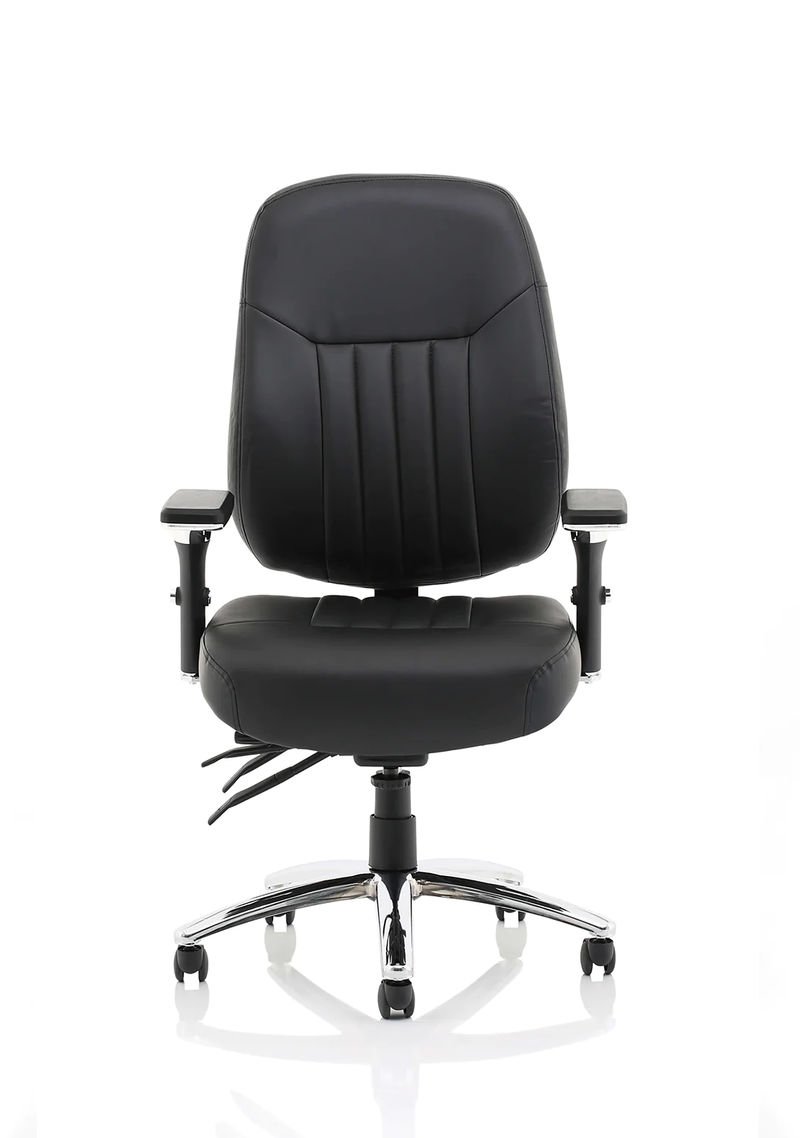 Barcelona Deluxe Black Leather Operator Chair - NWOF