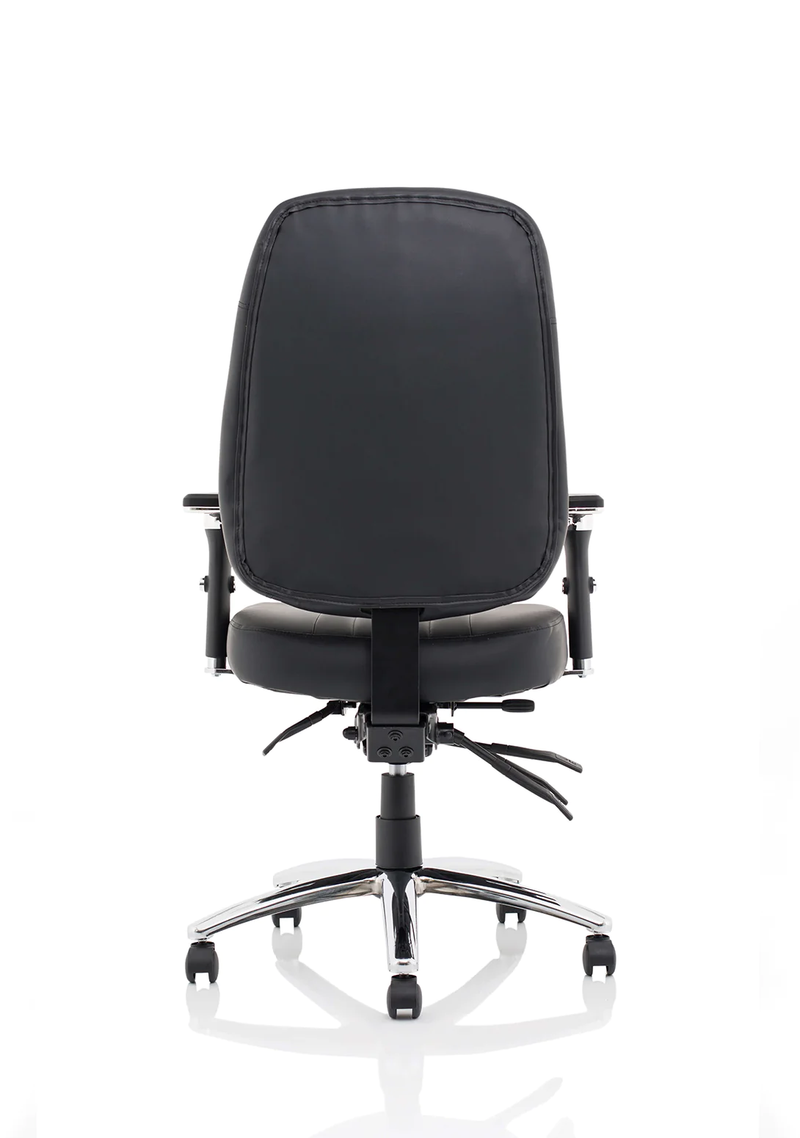 Barcelona Deluxe Black Leather Operator Chair - NWOF