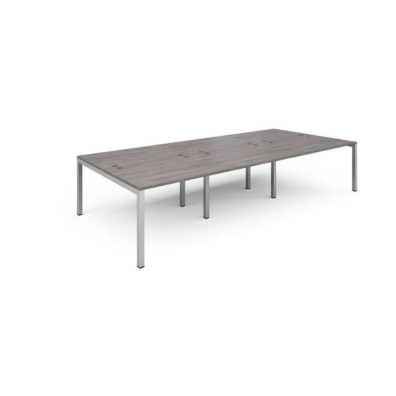 Connex Triple Back To Back Desks - Grey Oak - NWOF