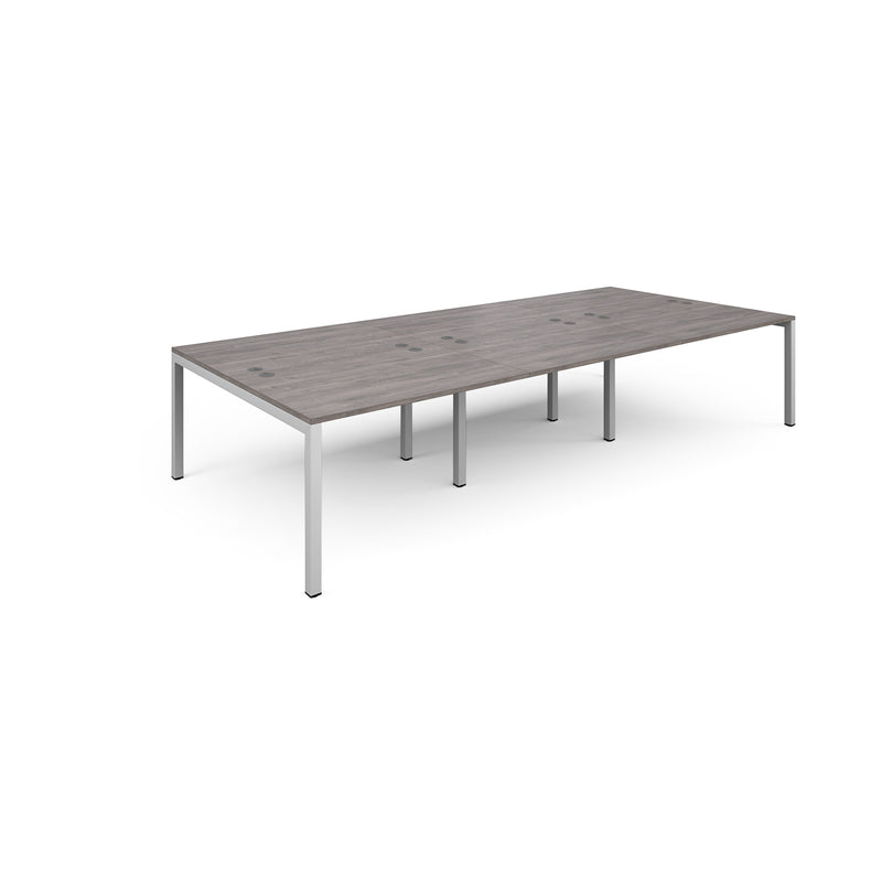 Connex Triple Back To Back Desks - Grey Oak - NWOF