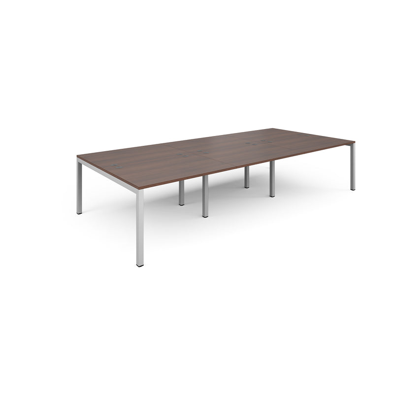 Connex Triple Back To Back Desks - Walnut - NWOF