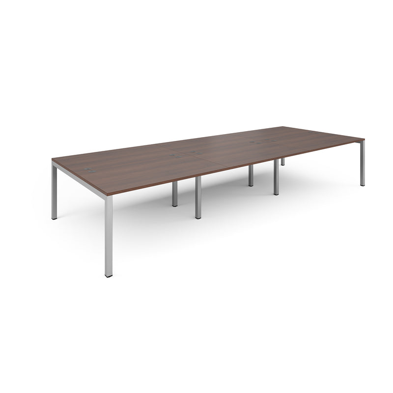 Connex Triple Back To Back Desks - Walnut - NWOF