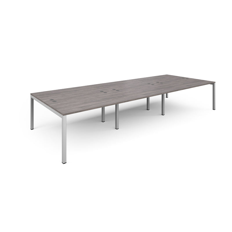 Connex Triple Back To Back Desks - Grey Oak - NWOF