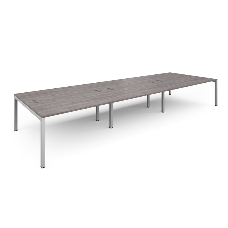 Connex Triple Back To Back Desks - Grey Oak - NWOF