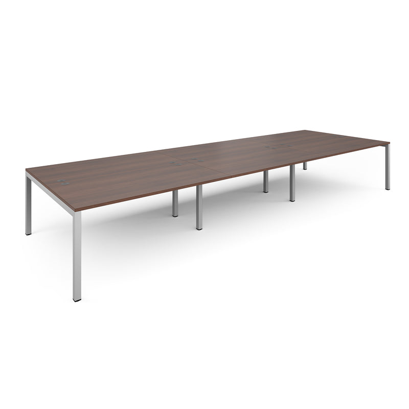 Connex Triple Back To Back Desks - Walnut - NWOF